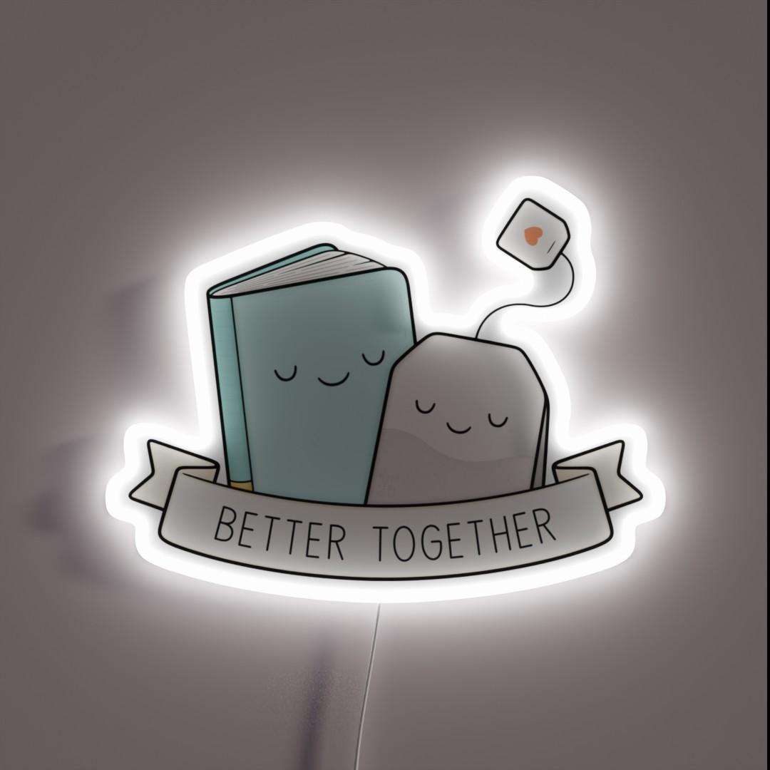 Books And Tea Better Together RGB Neon Sign Books And Tea Better Together RGB Neon Sign
