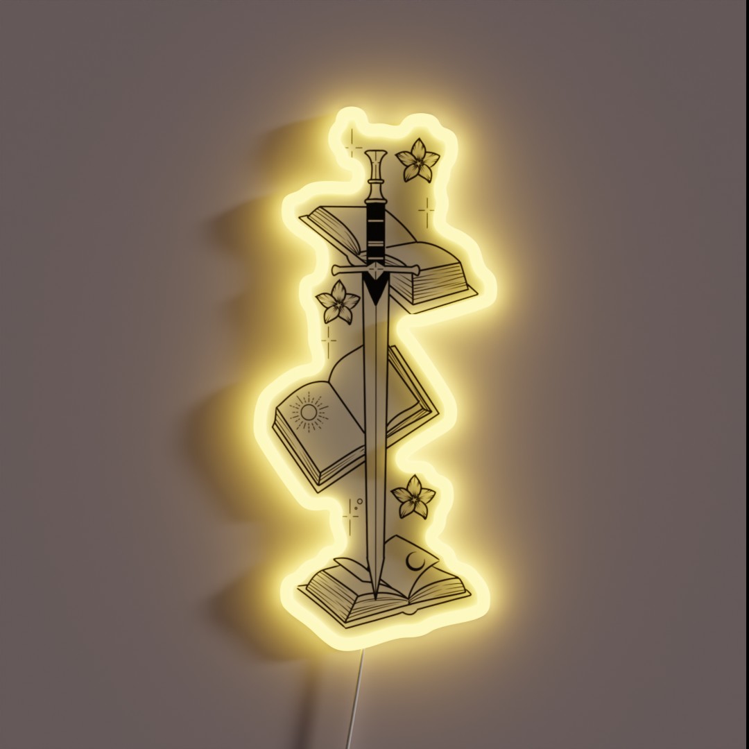 Bookworm Sword Design RGB Neon Sign Bookworm Sword Design RGB Neon Sign