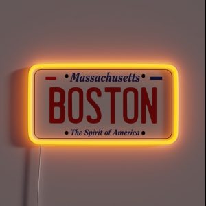 BOSTON Massachusetts License Plate RGB Neon Sign