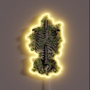 Botanical Anatomy Rib Cage Pelvis Eucalyptus Leaves Floral Skeleton RGB Neon Sign