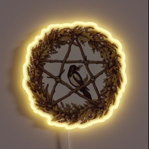 Botanical Pentacle Wreath Witch RGB Neon Sign