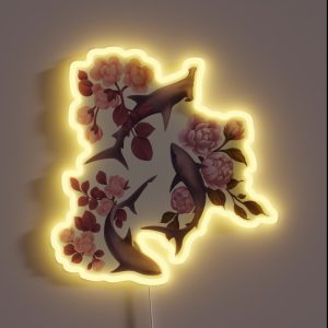 Botanical Sharks Pink And Gold RGB Neon Sign