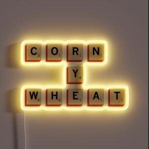 Bourbon Rye And Wheat Whiskey Scrabble RGB Neon Sign