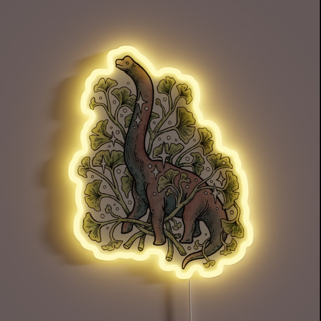 Brachio Ginkgo Calm Color Palette Dinosaur RGB Neon Sign Brachio Ginkgo Calm Color Palette Dinosaur RGB Neon Sign