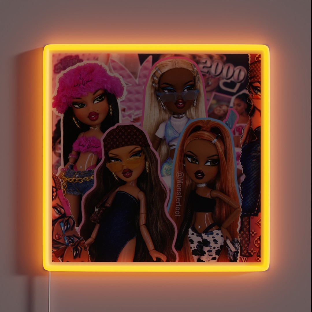 BRATZ Y2K COLLAGE By Monsterlool RGB Neon Sign BRATZ Y2K COLLAGE By Monsterlool RGB Neon Sign