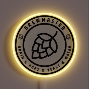 BREWMASTER GRAIN And HOPS And YEAST And WATER RGB Neon Sign BREWMASTER GRAIN And HOPS And YEAST And WATER RGB Neon Sign