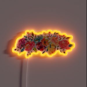 Bright Flowers Summer Watercolor Peonies RGB Neon Sign