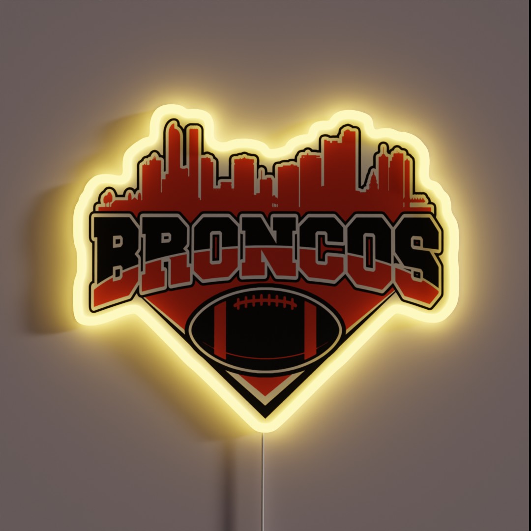 Broncos Football Skyline Football Team RGB Neon Sign Broncos Football Skyline Football Team RGB Neon Sign