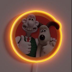 Brown Wool Trouser Man And His Dog Cartoon RGB Neon Sign