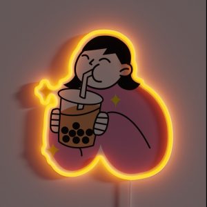Bubble Tea Cartoon Design RGB Neon Sign Bubble Tea Cartoon Design RGB Neon Sign