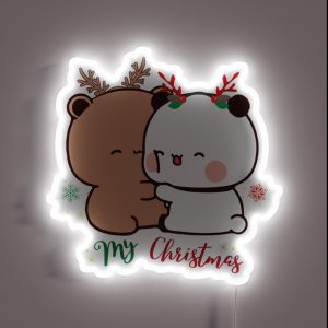 Bubu Panda Is Dudu Bear S Christmas Love RGB Neon Sign