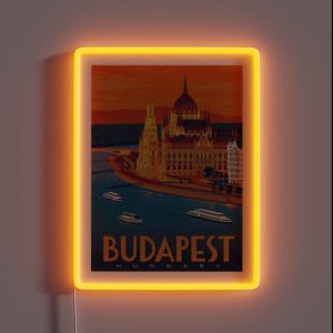 BUDAPEST HUNGARY Vintage Stockholm Travel Advertising Print RGB Neon Sign
