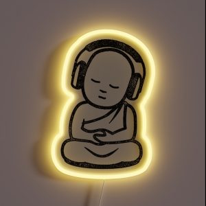 Buddha Headphones Buddhist Monk DJ RGB Neon Sign Buddha Headphones Buddhist Monk DJ RGB Neon Sign
