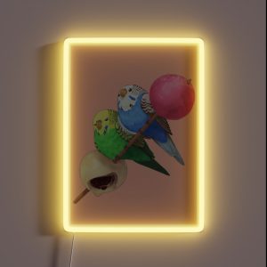 Budgies On Mochi Stick RGB Neon Sign Budgies On Mochi Stick RGB Neon Sign