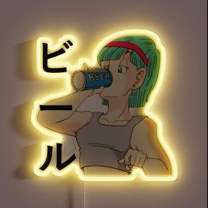 Bulma Drinking Beer Dragon Ball RGB Neon Sign