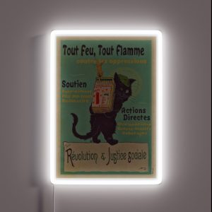 Burn With Love For Revolution Art Nouveau Cat RGB Neon Sign Burn With Love For Revolution Art Nouveau Cat RGB Neon Sign