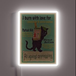Burn With Love For Revolution Art Nouveau Cat RGB Neon Sign Burn With Love For Revolution Art Nouveau Cat RGB Neon Sign