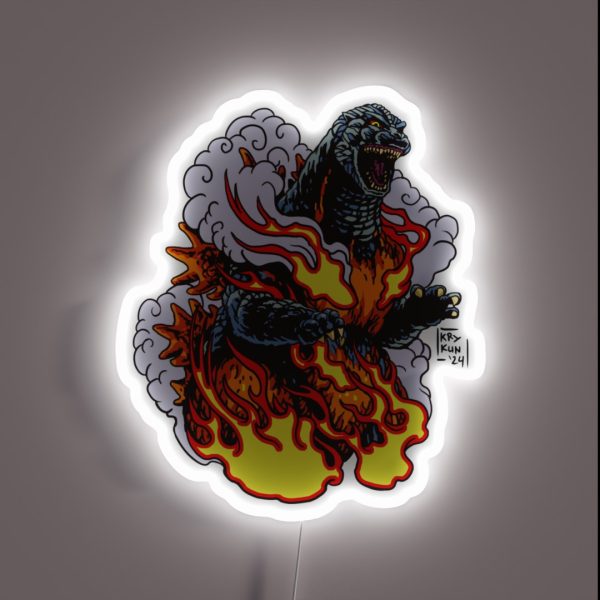Burning Godzilla RGB Neon Sign