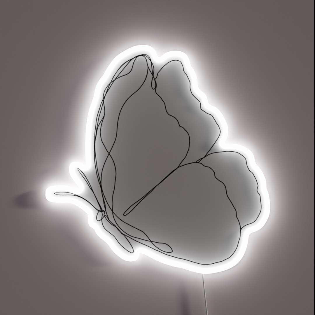 Butterfly Single Line Artwork RGB Neon Sign Butterfly Single Line Artwork RGB Neon Sign