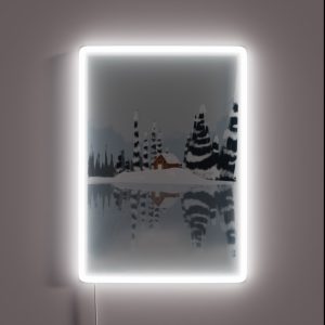 Cabin In Snowy Mountains RGB Neon Sign Cabin In Snowy Mountains RGB Neon Sign