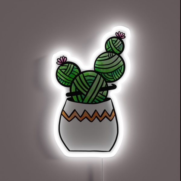 Cactus Crochet Yarn Balls RGB Neon Sign