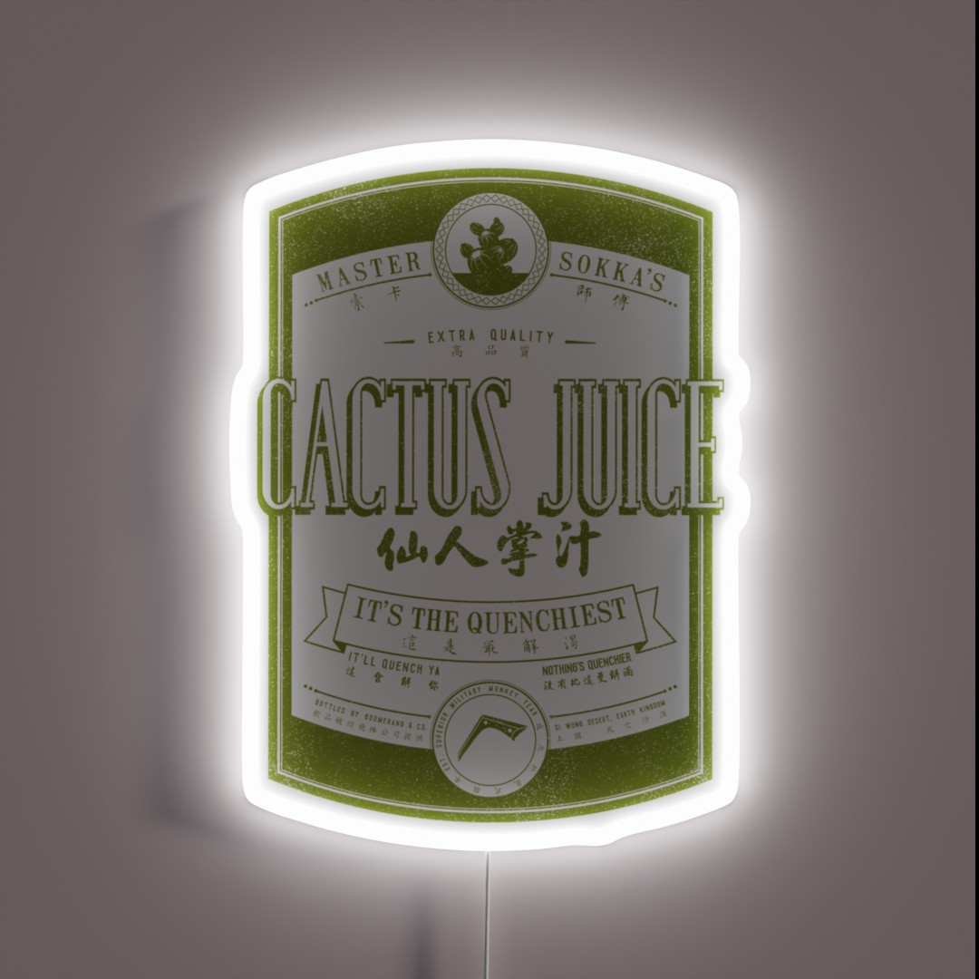 Cactus Juice Label Distressed Green RGB Neon Sign Cactus Juice Label Distressed Green RGB Neon Sign