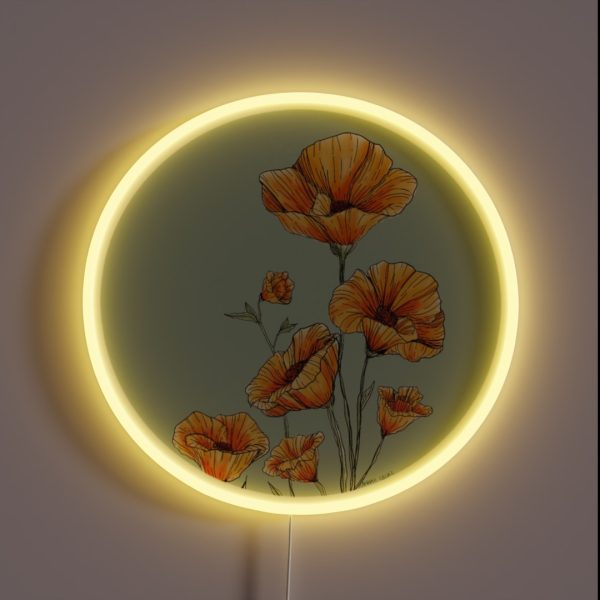California Poppies RGB Neon Sign
