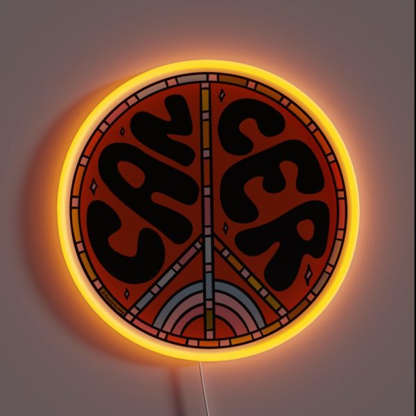 Cancer Peace Sign RGB Neon Sign