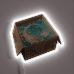 Cardboard Box Koi Pond RGB Neon Sign