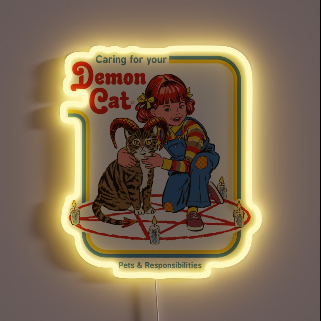 Caring For Your Demon Cat RGB Neon Sign Caring For Your Demon Cat RGB Neon Sign