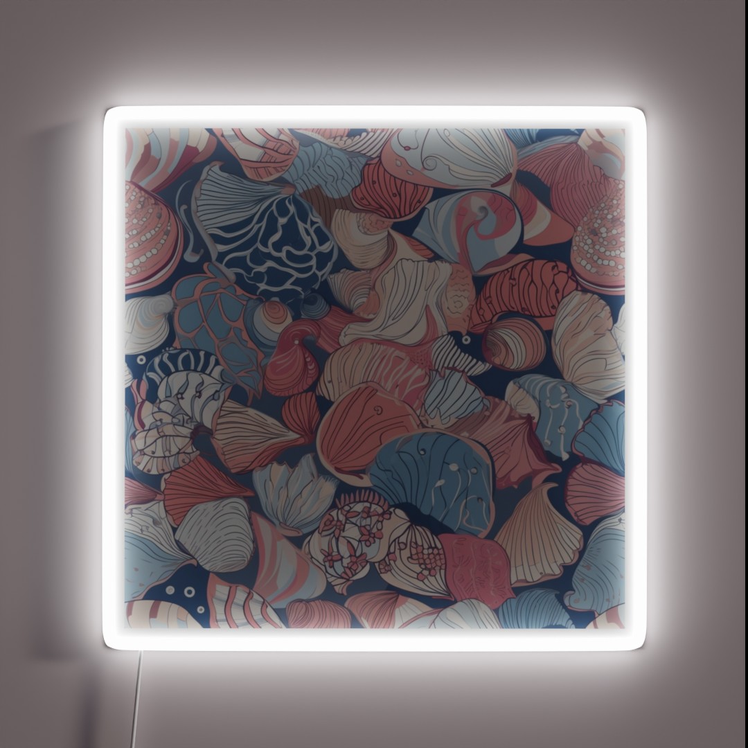 Cartoon Seashells Playful Pattern Design RGB Neon Sign Cartoon Seashells Playful Pattern Design RGB Neon Sign