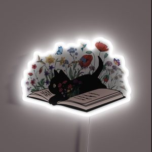 Cat And Books RGB Neon Sign