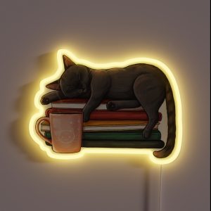 Cat Books And Coffee RGB Neon Sign