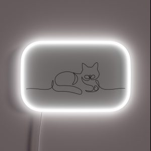 Cat Continuous Line Drawing RGB Neon Sign