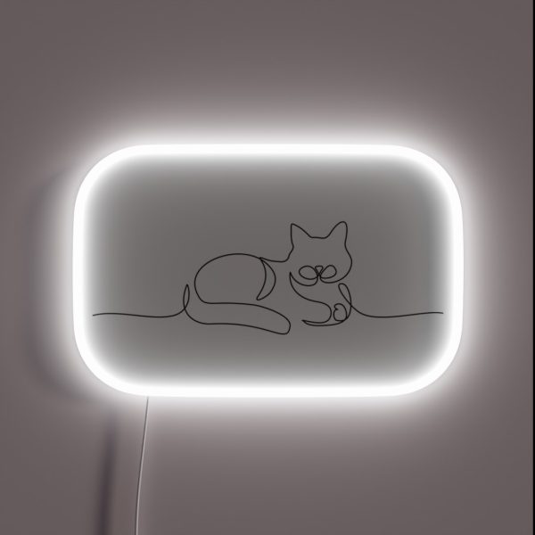 Cat Continuous Line Drawing RGB Neon Sign