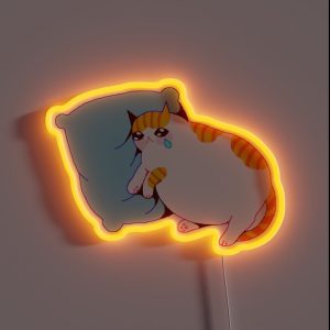 Cat Crying On Pillow RGB Neon Sign