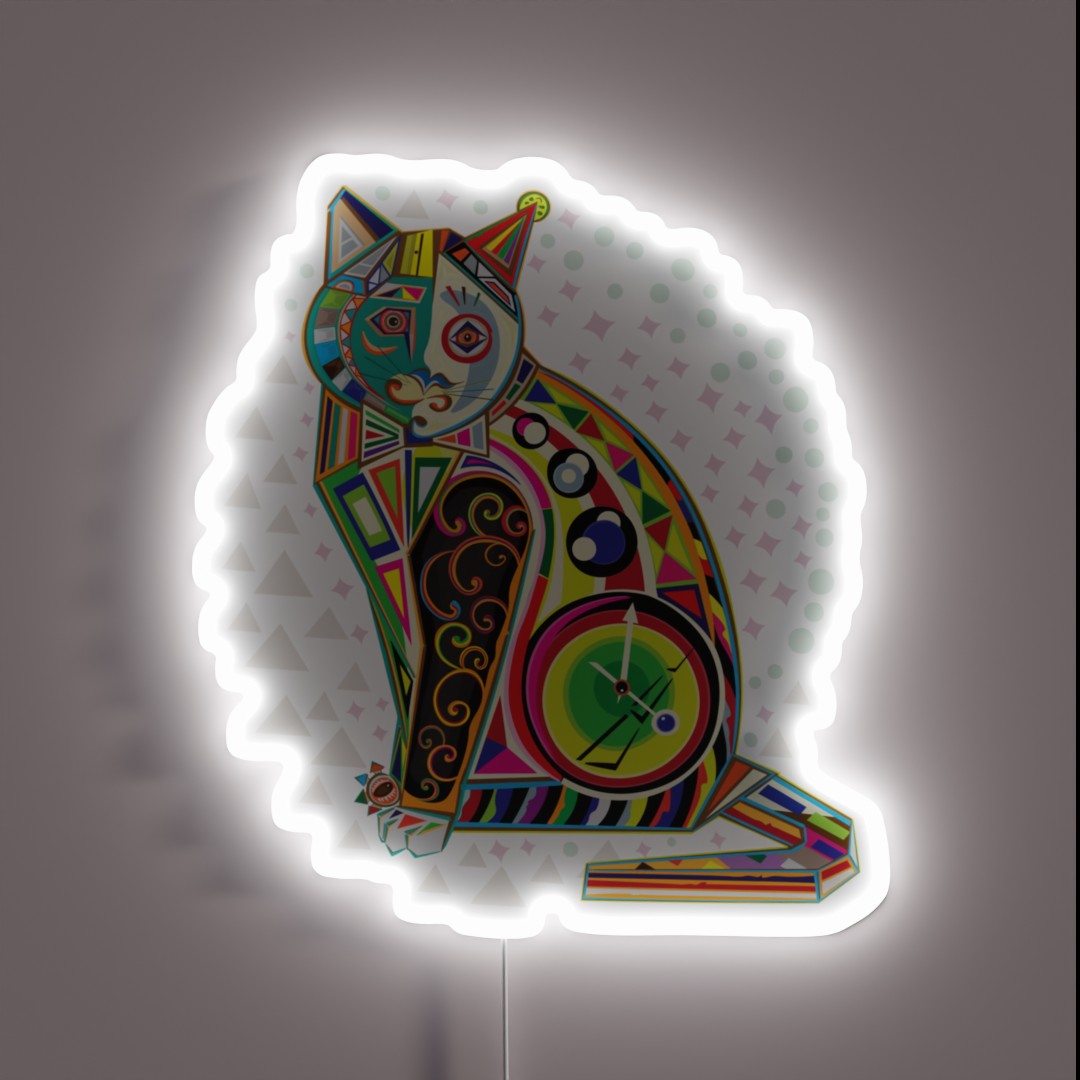 Cat Cutty Cat Cat Cubism Style Modern Art RGB Neon Sign Cat Cutty Cat Cat Cubism Style Modern Art RGB Neon Sign