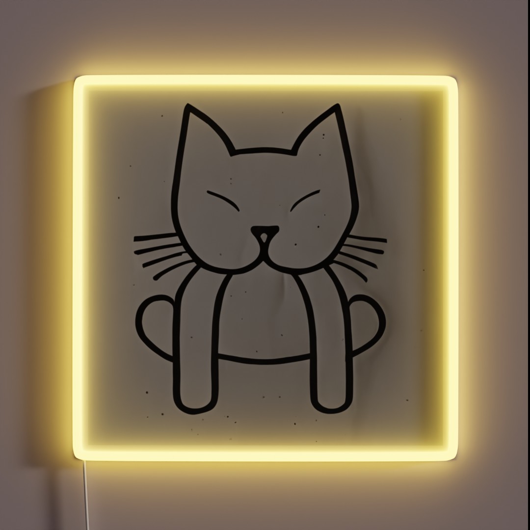 Cat Face Line Art RGB Neon Sign Cat Face Line Art RGB Neon Sign