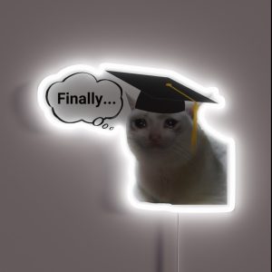 Cat Finally Graduated Emotional Cat Funny Cat Meme RGB Neon Sign Cat Finally Graduated Emotional Cat Funny Cat Meme RGB Neon Sign