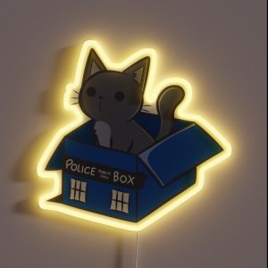 Cat In A Blue Box RGB Neon Sign