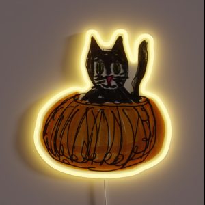 Cat In Pumpkin RGB Neon Sign