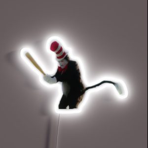Cat In The Hat With Bat RGB Neon Sign