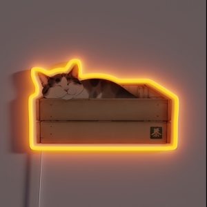 Cat In Wooden Crate RGB Neon Sign