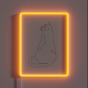 Cat Line Art RGB Neon Sign