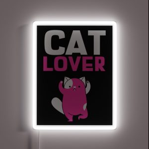 Cat Lover With Pink Text And Pink Cat Illustration RGB Neon Sign Cat Lover With Pink Text And Pink Cat Illustration RGB Neon Sign