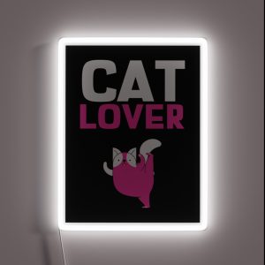 Cat Lover With Pink Text And Pink Cat Illustration RGB Neon Sign Cat Lover With Pink Text And Pink Cat Illustration RGB Neon Sign