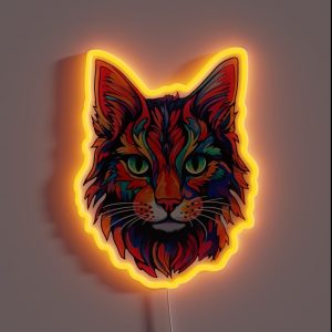 Cat Maine Coon Colorful Modern Pop Art Psychedelic Style RGB Neon Sign Cat Maine Coon Colorful Modern Pop Art Psychedelic Style RGB Neon Sign