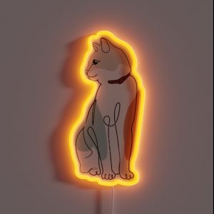 Cat One Line Art Aesthetic RGB Neon Sign