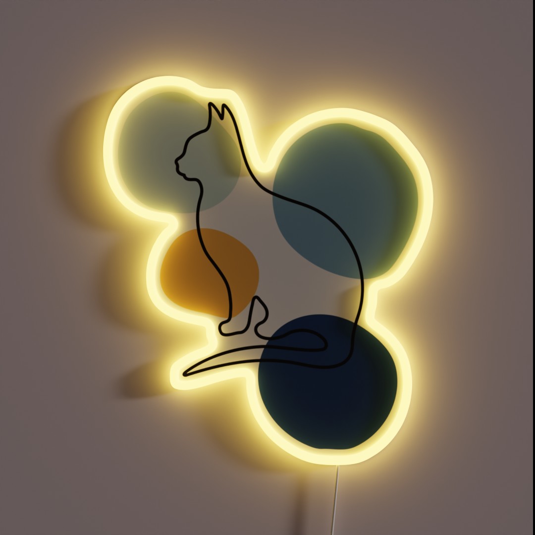 Cat One Line Drawing RGB Neon Sign Cat One Line Drawing RGB Neon Sign