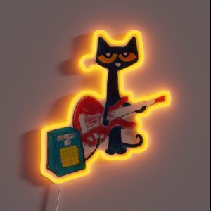Cat Playing Guitar Design RGB Neon Sign